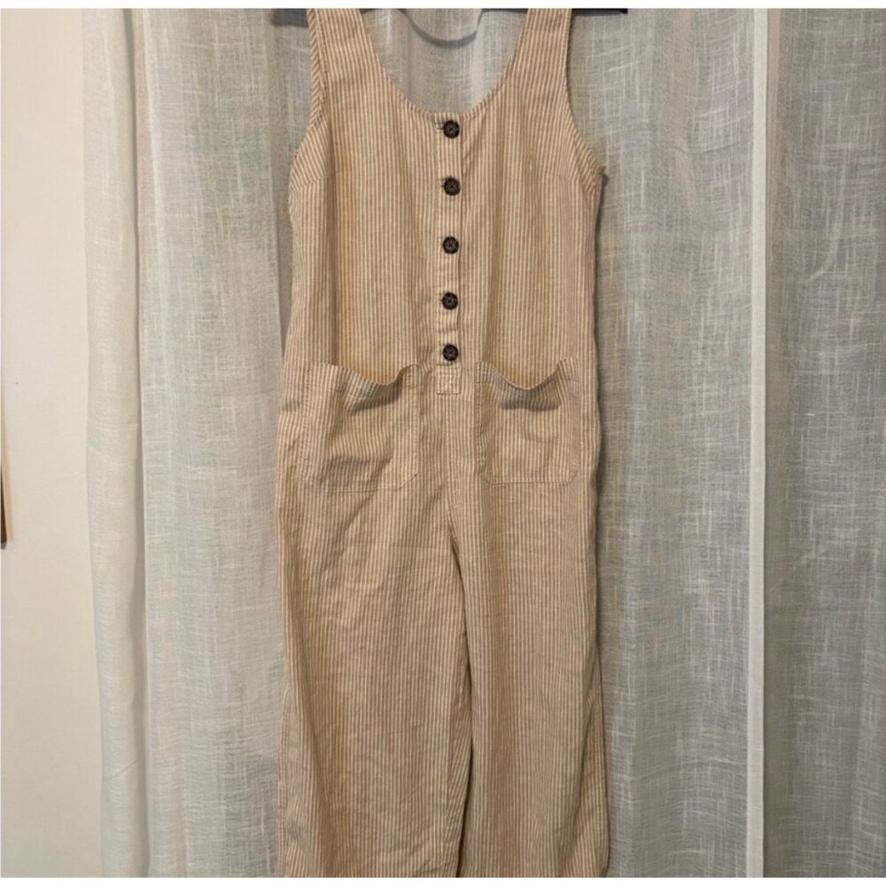 Marine Layer Sydney Natural Stripe Button-Front Jumpsuit, new with tags